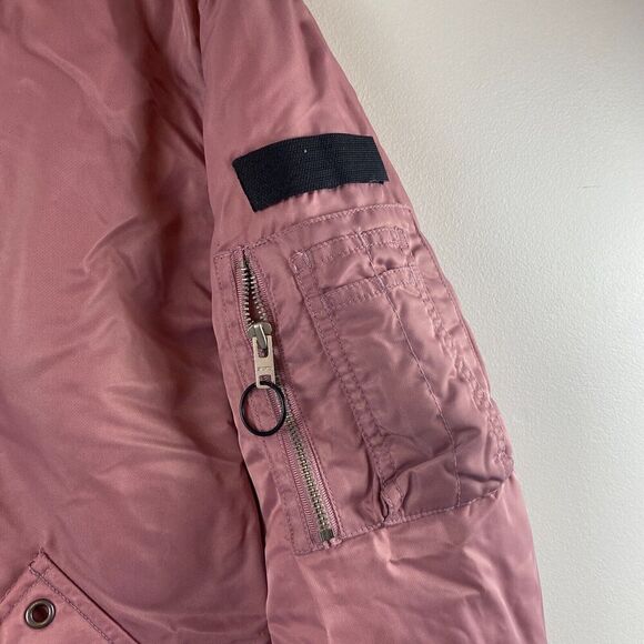 Stereo Vinyls Military Inspired Bomber Jacket Parka Pink Pockets Utility Size M - Picture 2 of 16